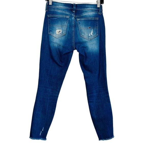 Tommy Hilfiger Denim  High Rise Distressed Skinny Open Hem Legging Women Size 2 - Picture 2 of 16